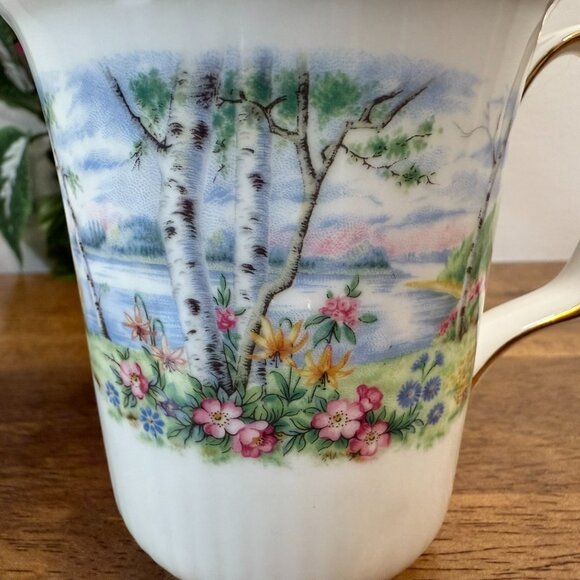 Royal Albert Silver Birch Mug Bone China England – Floral Birch Tree Tea Coffee - Picture 6 of 8